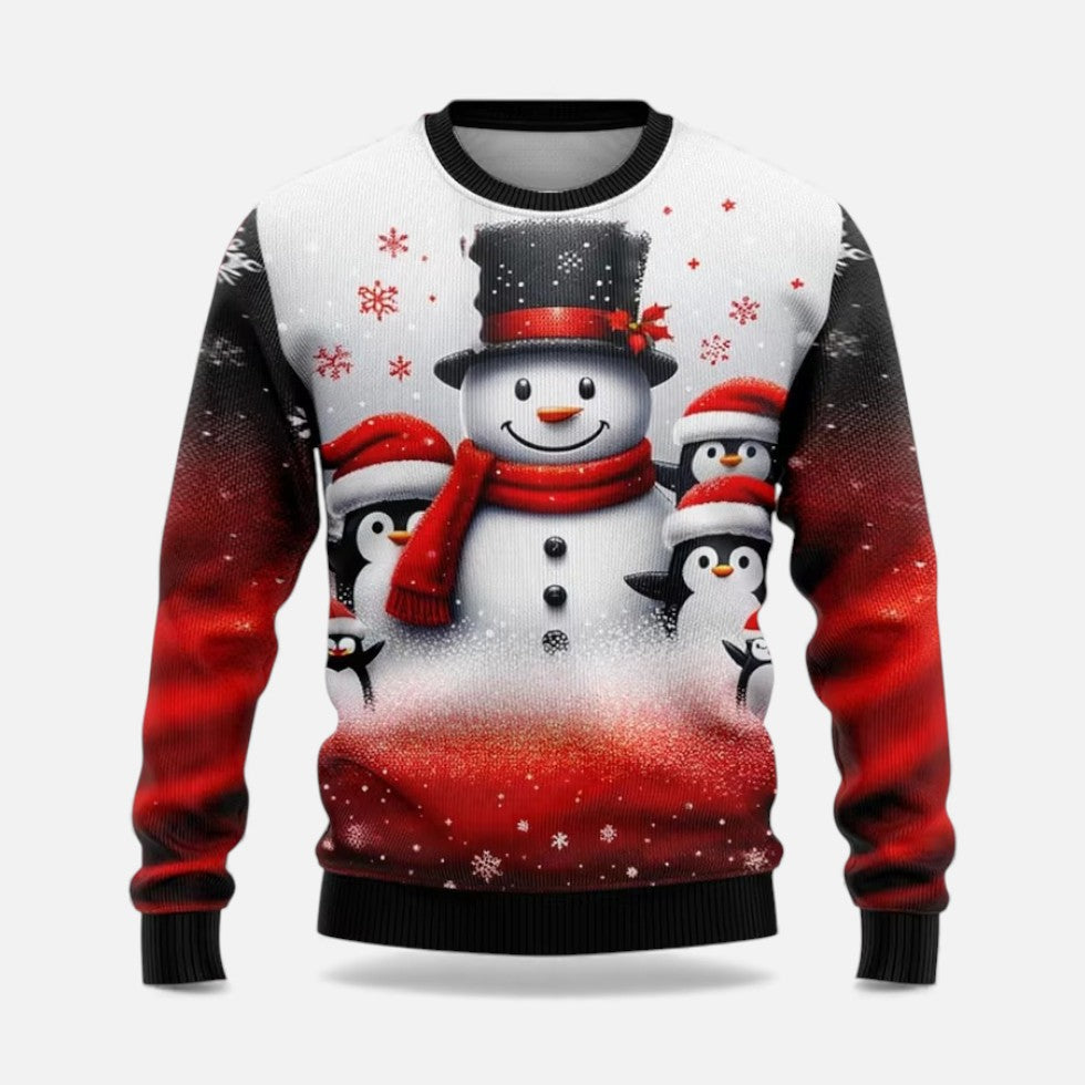 Men's Christmas Sweater with Winter Landscape Print