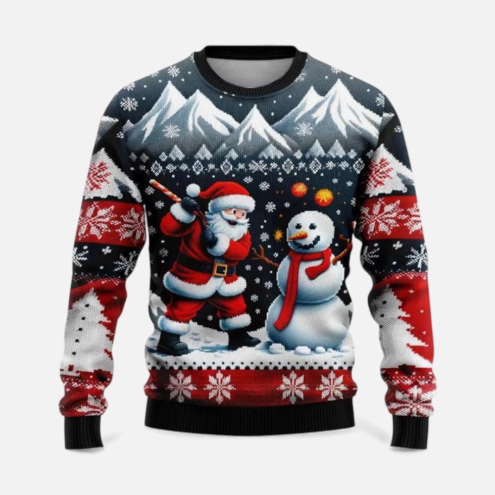 Men's Christmas Sweater with Winter Landscape Print
