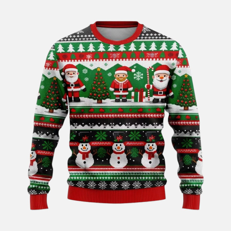 Men's Christmas Sweater with Winter Landscape Print