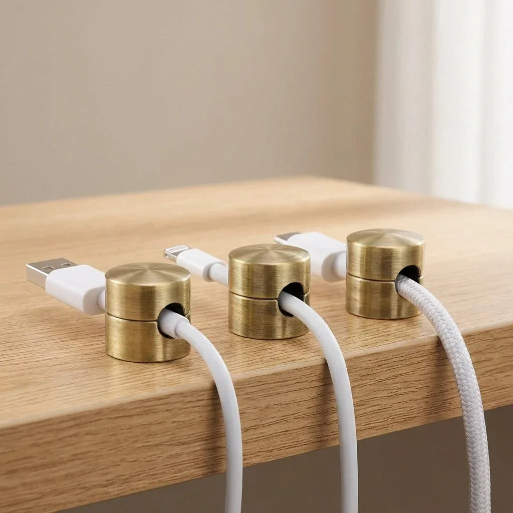 Cable Anchor Clips - Adhesive Aluminum Alloy Cord Organizers (Set of 3)