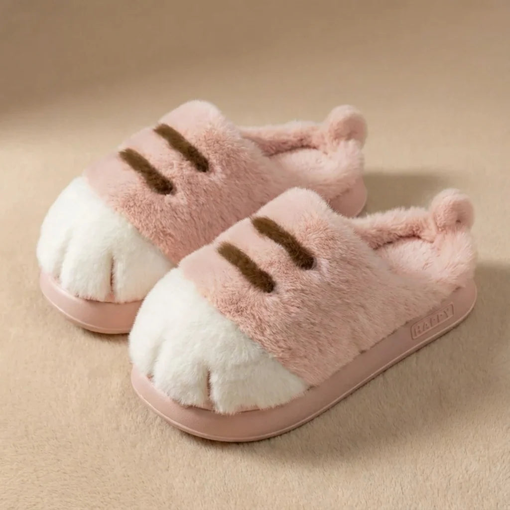 Slippers for Women - Cat Paw Plush Fleece House Slippers
