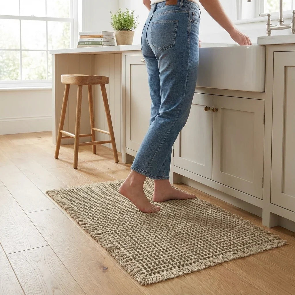 Non-Slip Waffle Bath Mat, Quick-Dry Polyester Floor Mat