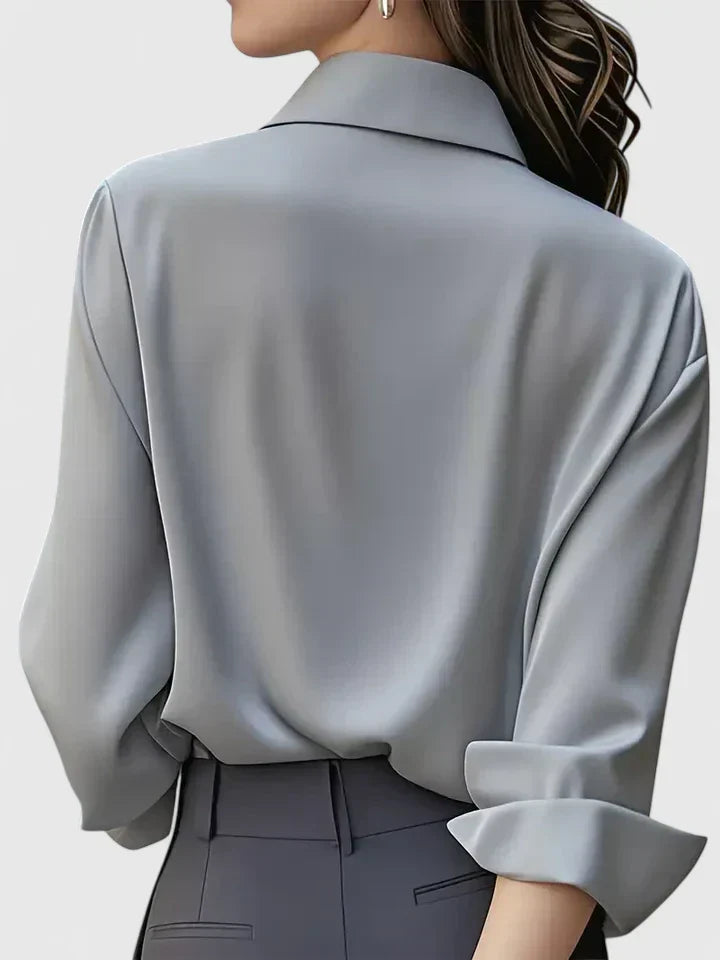 Women's Blouse with Hidden Button Placket for Office Wear
