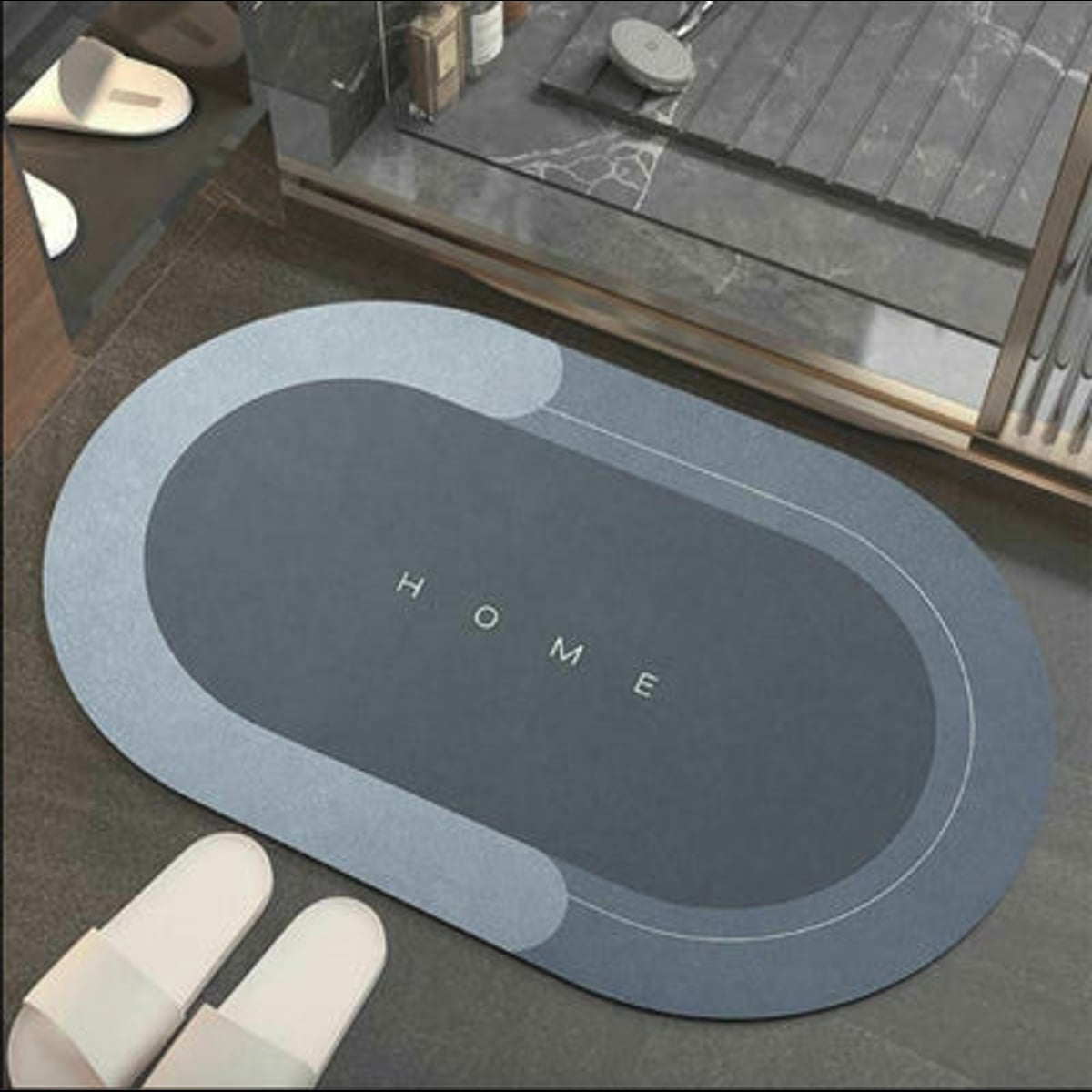 extra large anti slip bath mat in blue