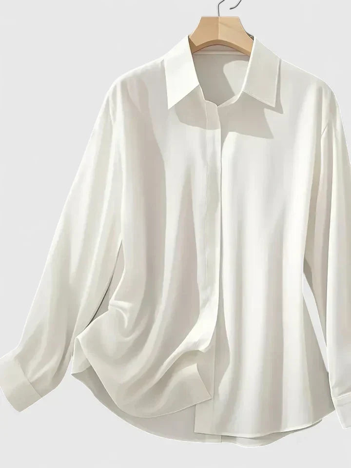 Women's Blouse with Hidden Button Placket for Office Wear