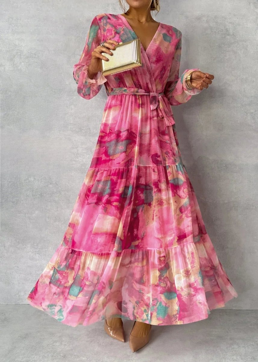 Florales Maxikleid mit Ärmeln - Cecile LavelleRosa