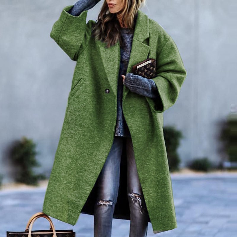 Women's Winter Coat - Knitted Textured Wool-Blend, Fitted Silhouette