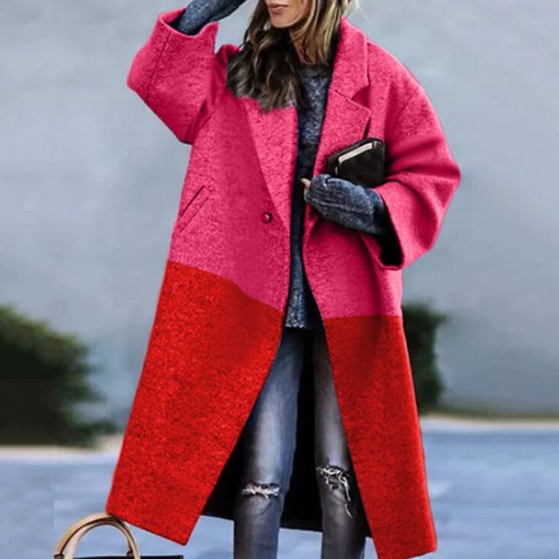 Women's Winter Coat - Knitted Textured Wool-Blend, Fitted Silhouette
