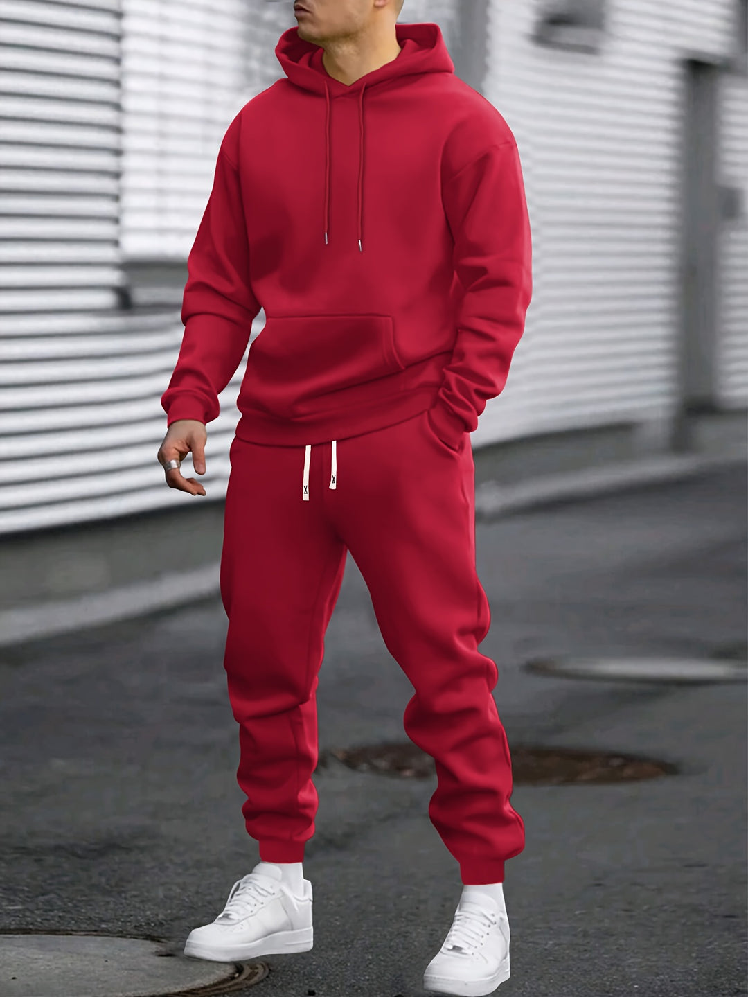 Men's Tracksuit Hoodie & Jogger Set - Soft Polyester Blend