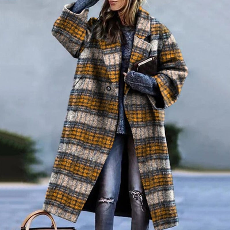 Women's Winter Coat - Knitted Textured Wool-Blend, Fitted Silhouette