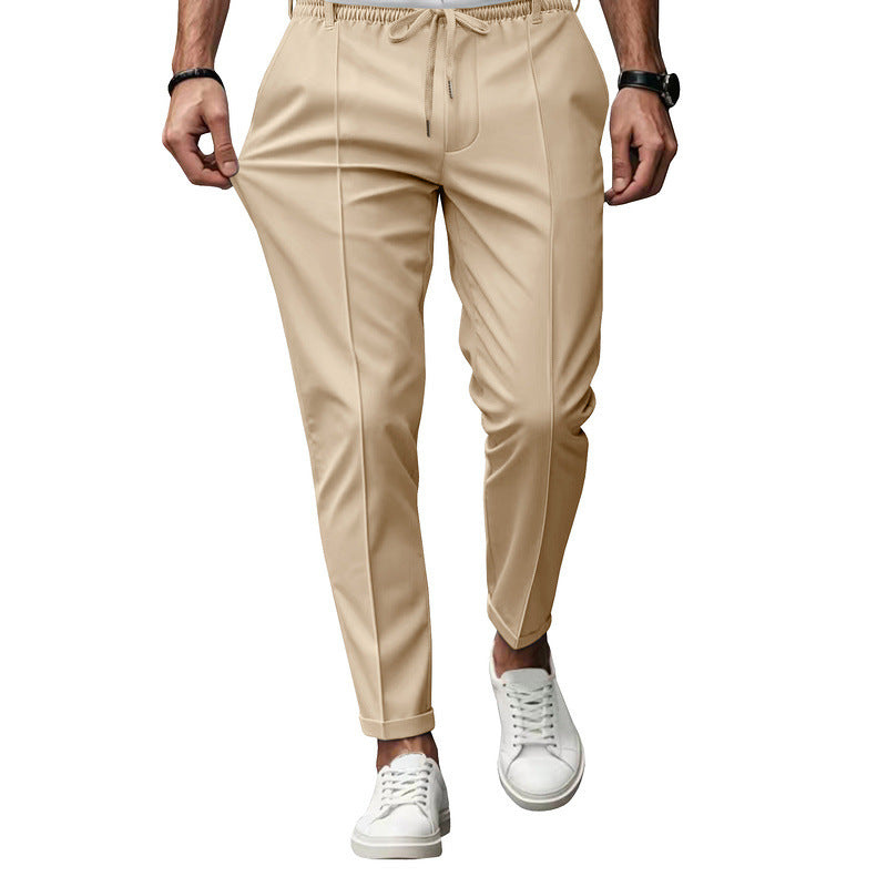 Men's Tapered Fit Trousers with Drawstring Waist