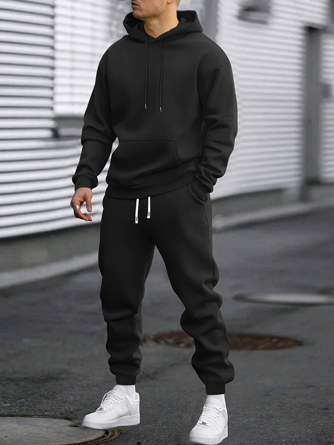 Men's Tracksuit Hoodie & Jogger Set - Soft Polyester Blend
