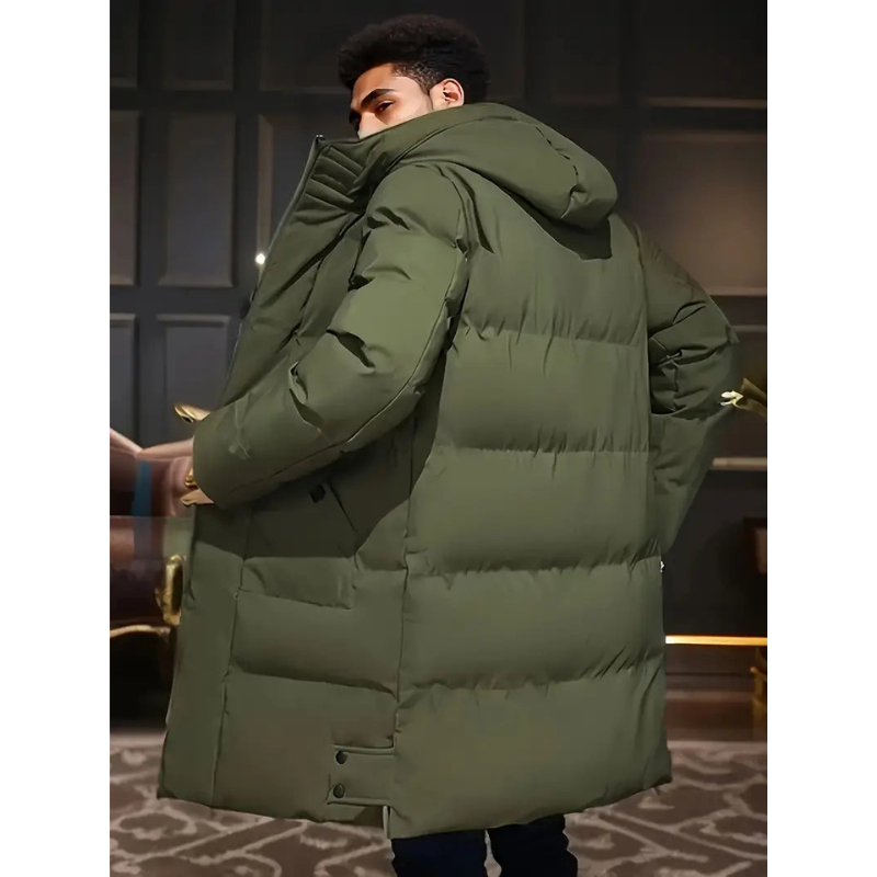 Men's Long Puffer Jacket - Hooded Winter Down Jacket