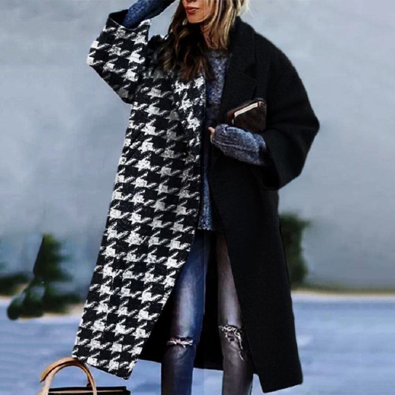Women's Winter Coat - Knitted Textured Wool-Blend, Fitted Silhouette