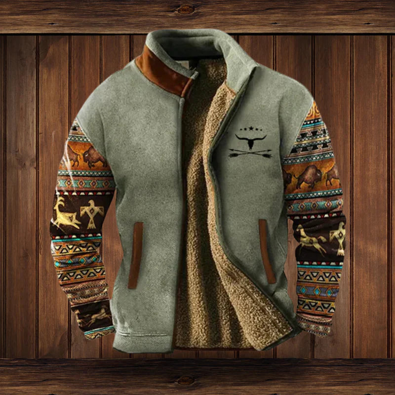 Men's Winter Jacket Vintage Design – Warm Lined Zip-Up