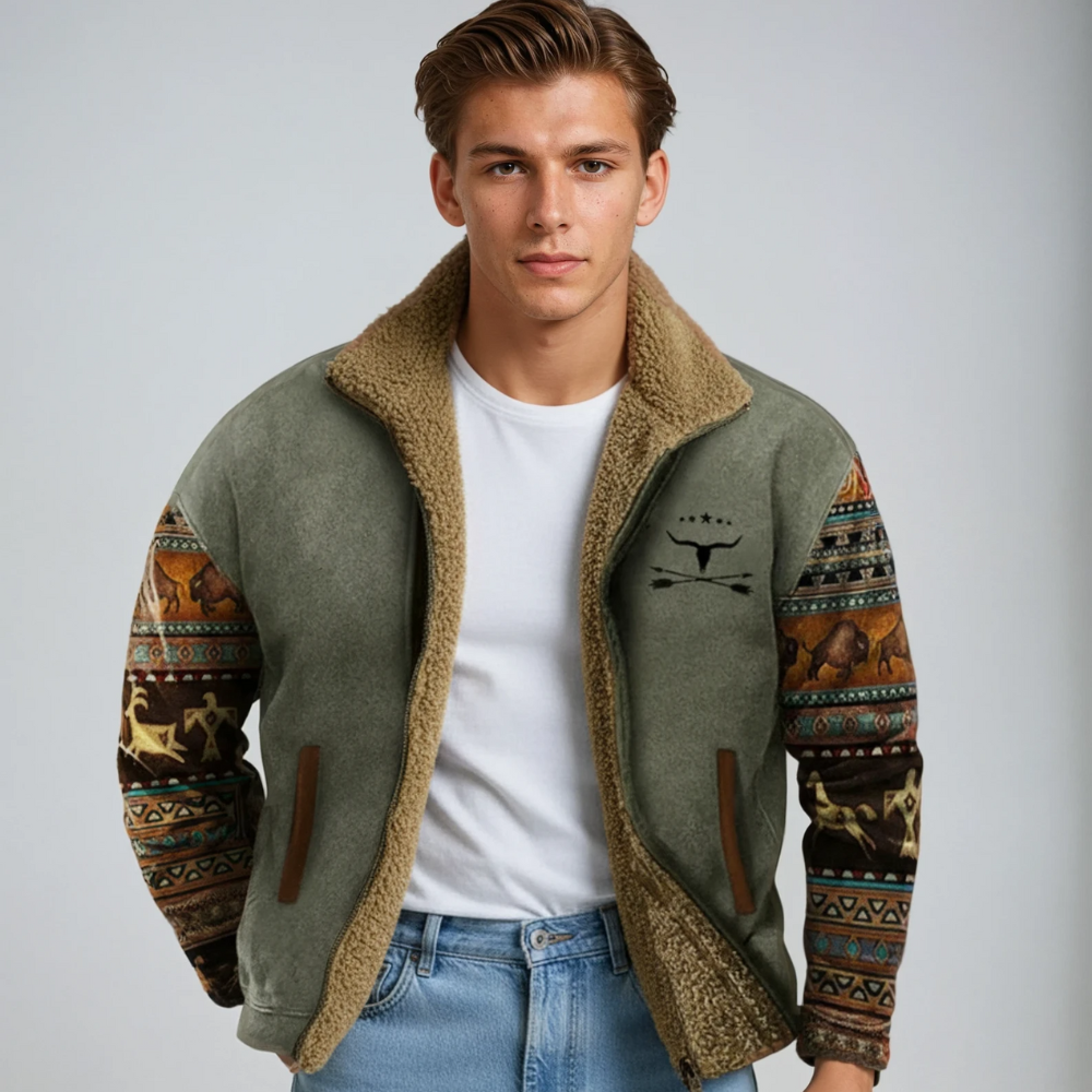 Men's Winter Jacket Vintage Design – Warm Lined Zip-Up