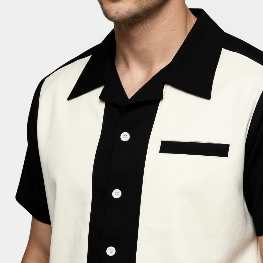 Mens Shirts Short Sleeve Button-Up Camp Collar