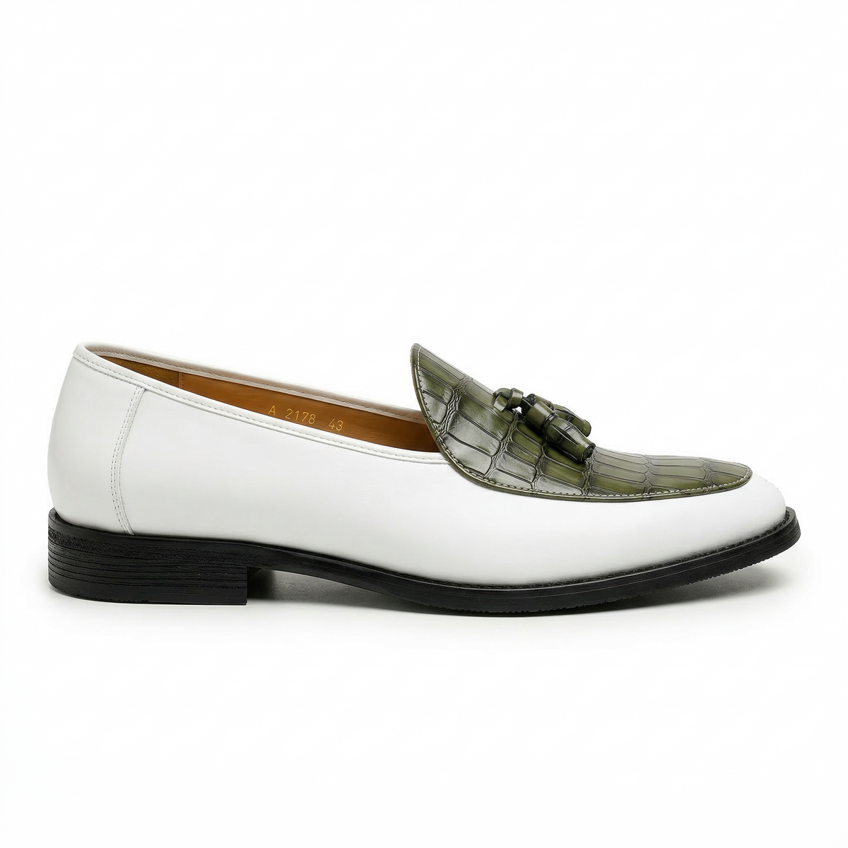 Men's Leather Tassel Loafers, Croc-Embossed Dress Shoes