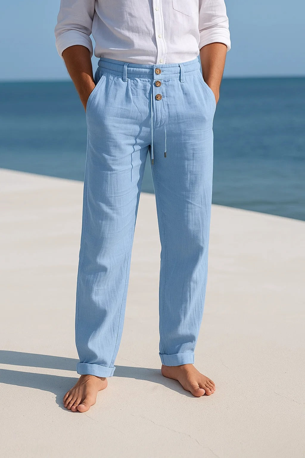 Men's Linen Pants Straight Fit - Breathable Summer Trousers