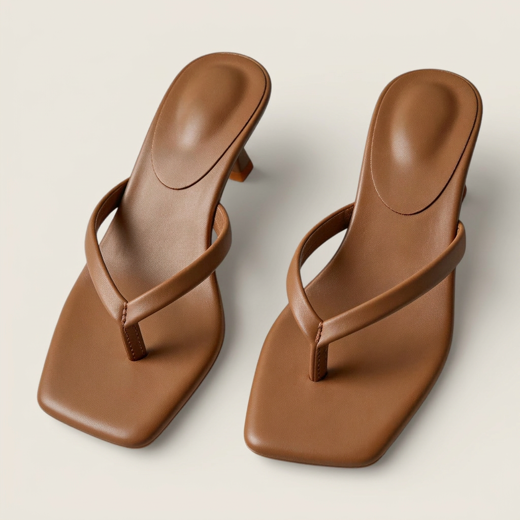 Women's Toe-Strap Kitten Heel Sandals - Square Toe