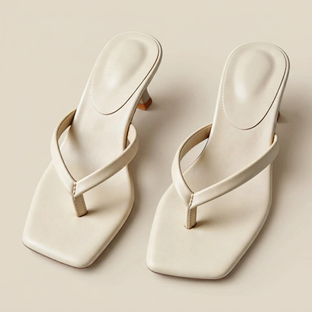 Women's Toe-Strap Kitten Heel Sandals - Square Toe