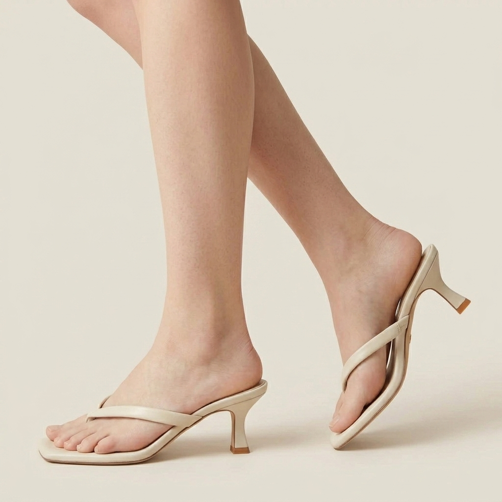 Women's Toe-Strap Kitten Heel Sandals - Square Toe