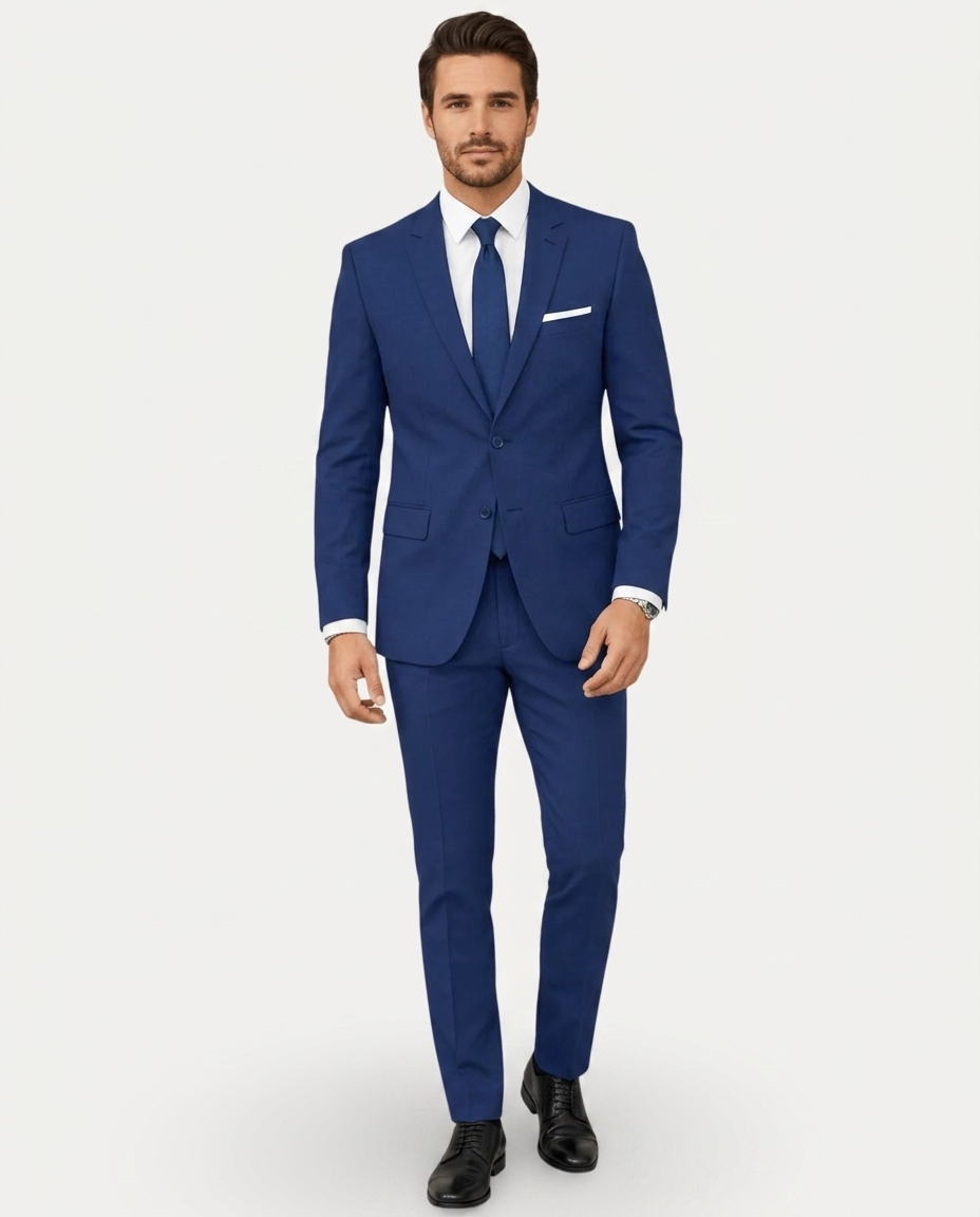 Men's Slim Fit Linen Suit – Single-Breasted Two-Button Blazer