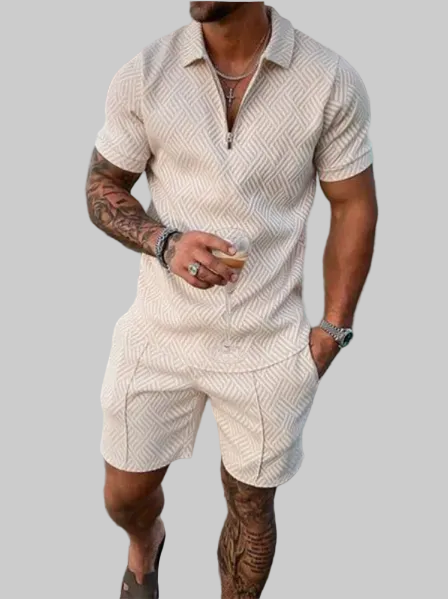 Men's Slim Fit Summer Set – Short Sleeve Polo & Shorts