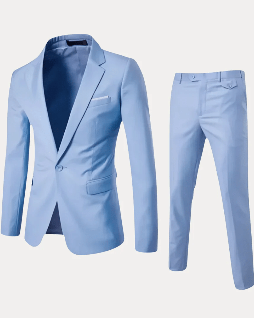 Men's Two-Piece Tailored Suit – Stretch Fabric Slim Fit