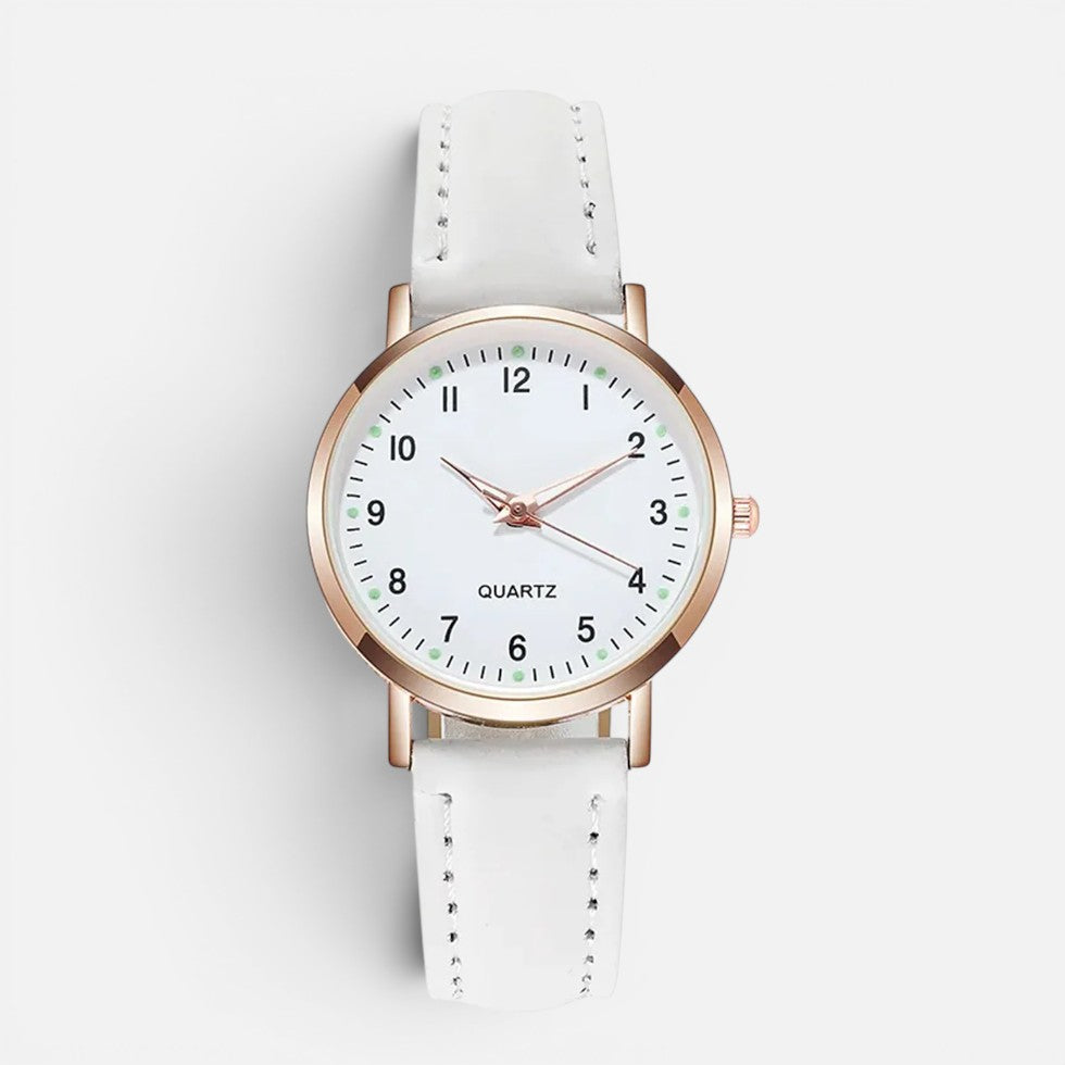 Women's Quartz Watch with Faux Leather Strap