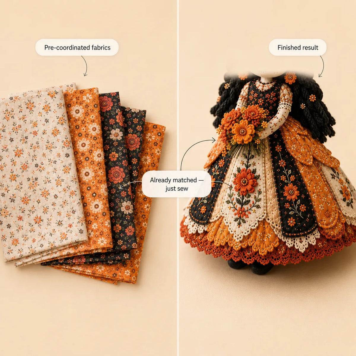 Day of the Dead Patchwork Doll Craft Kit – Beginner Sewing Set