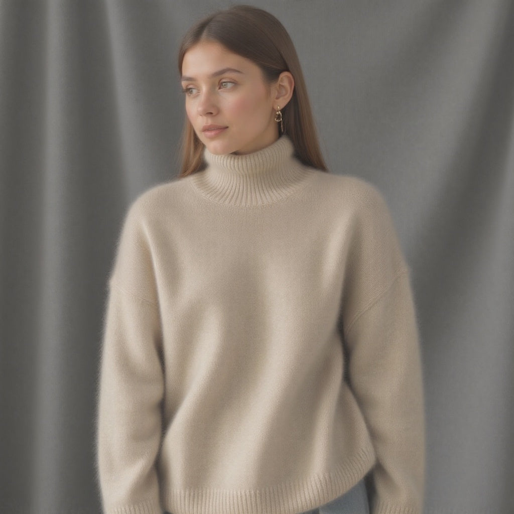 Sweter damski oversize z golfem z kaszmiru – widok produktu 5 | Ionotix