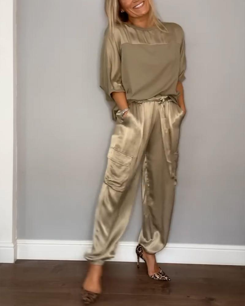 Women's Shirt and Shorts Set with Pockets