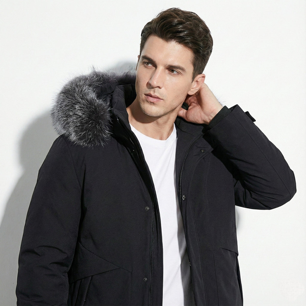 Lukas – Water-Repellent Winter Parka Jacket with Hood - Jackets - Black - Black - Taylor & Bennett