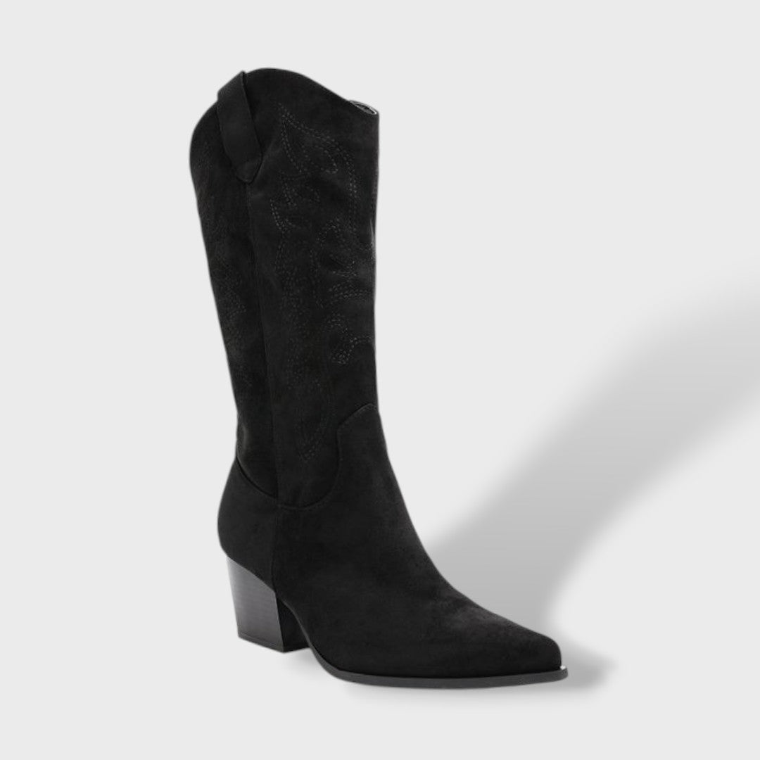 Women's Orthopedic Cowboy Boots Suede Wide Heel