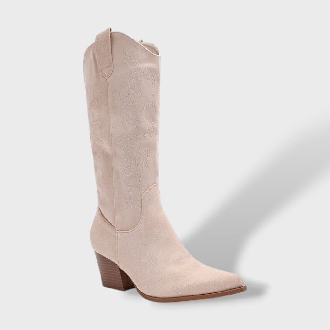 Women's Orthopedic Cowboy Boots Suede Wide Heel