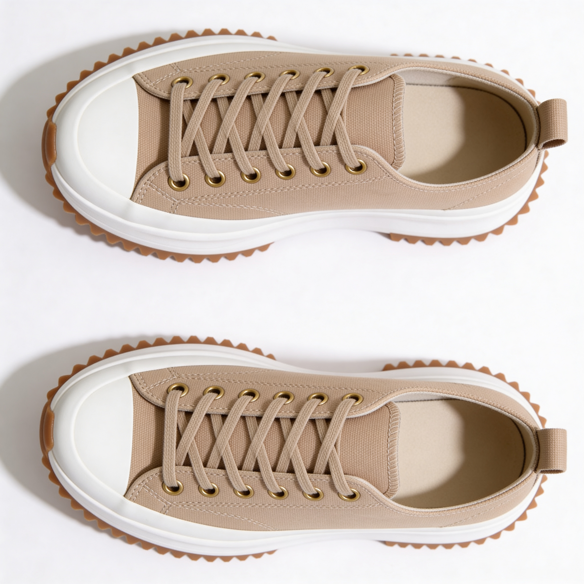 Women's Platform Sneakers Canvas Lace-Up with Cushioned Insole