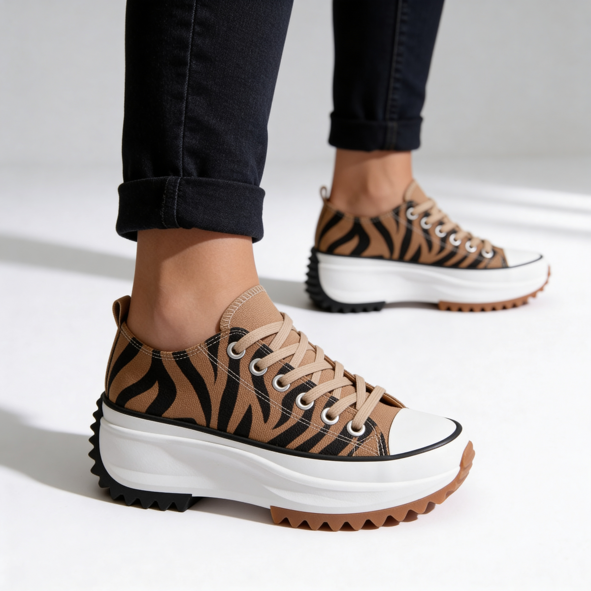 Women's Platform Sneakers Canvas Lace-Up with Cushioned Insole