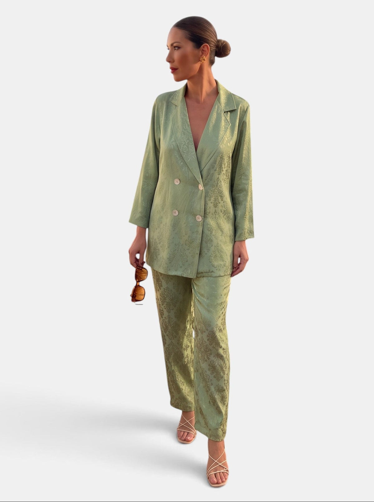 Women's Blazer and Wide Leg Trouser Set Two-Piece