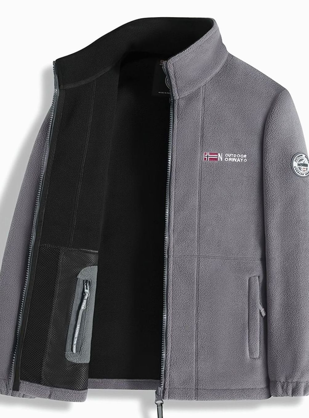 Men's Full-Zip Fleece Jacket with Stand Collar