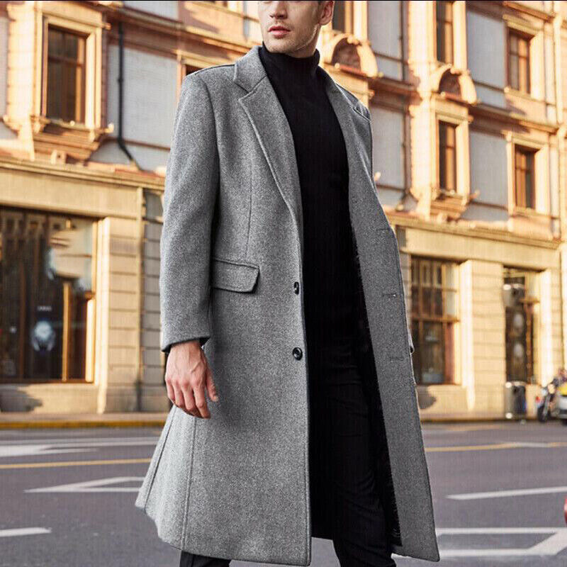 Men's Wool Blend Overcoat – Classic Long-Length Tailoring