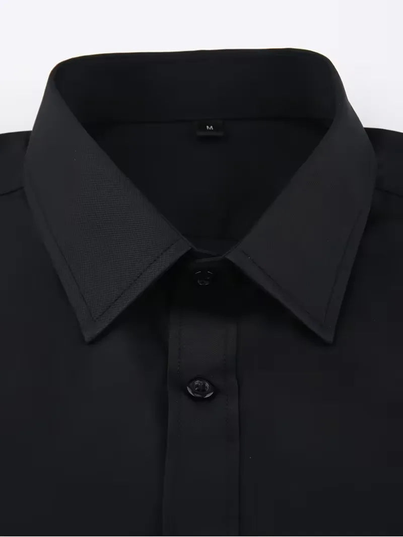 Men's Mandarin Collar Shirt Long Sleeve – Button-Front Formal Shirt