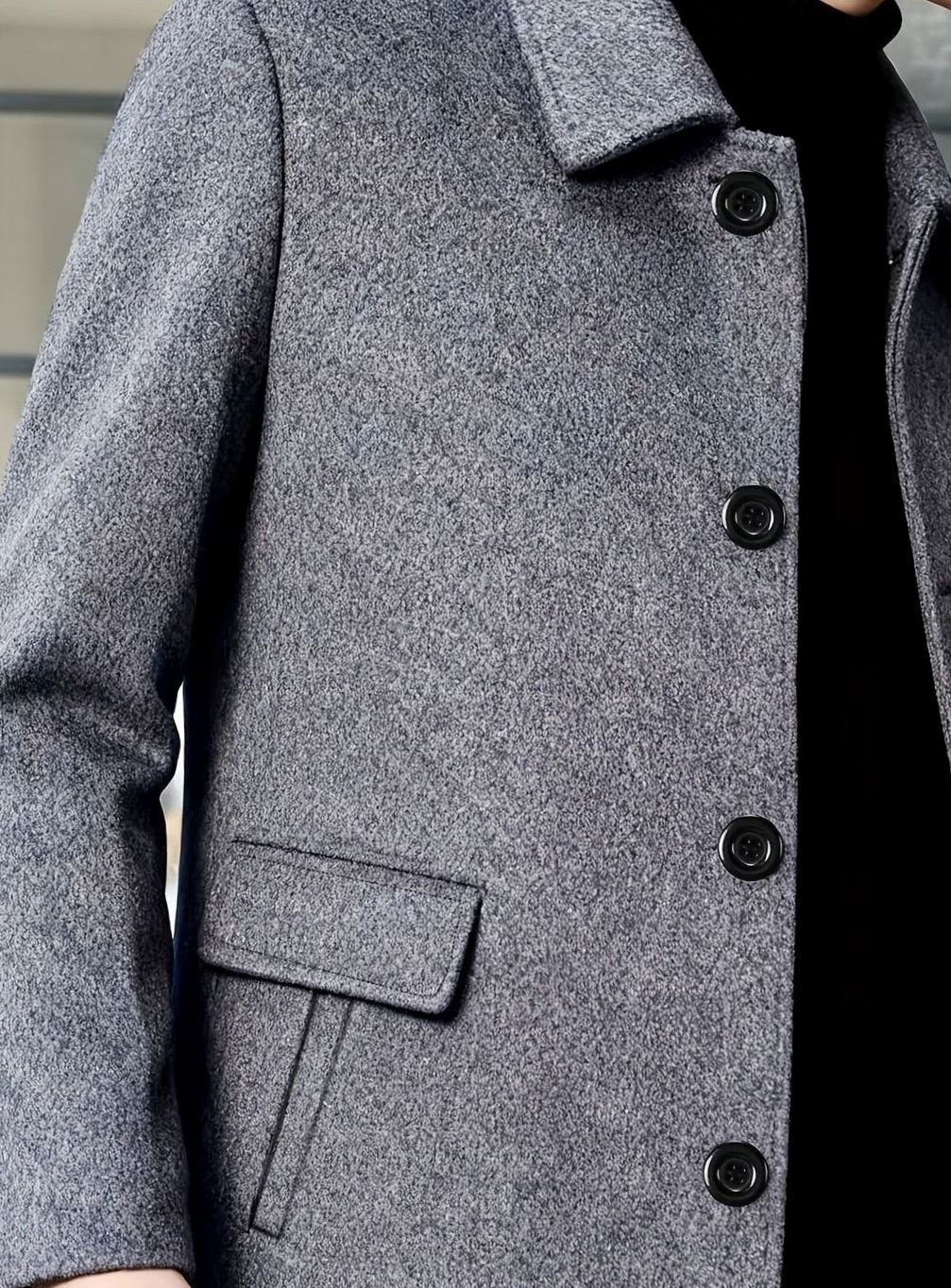 Men's Wool Overcoat – Relaxed Fit Single-Breasted Coat