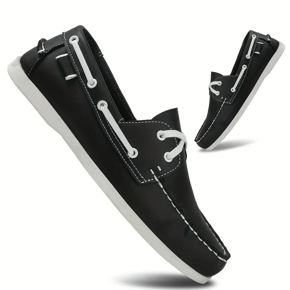 Men's Round-Toe Boat Shoes with Lace-Up Detail