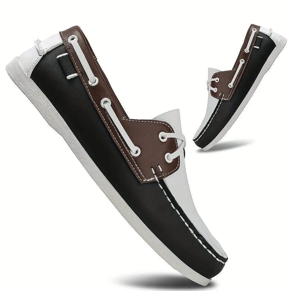 Men's Round-Toe Boat Shoes with Lace-Up Detail