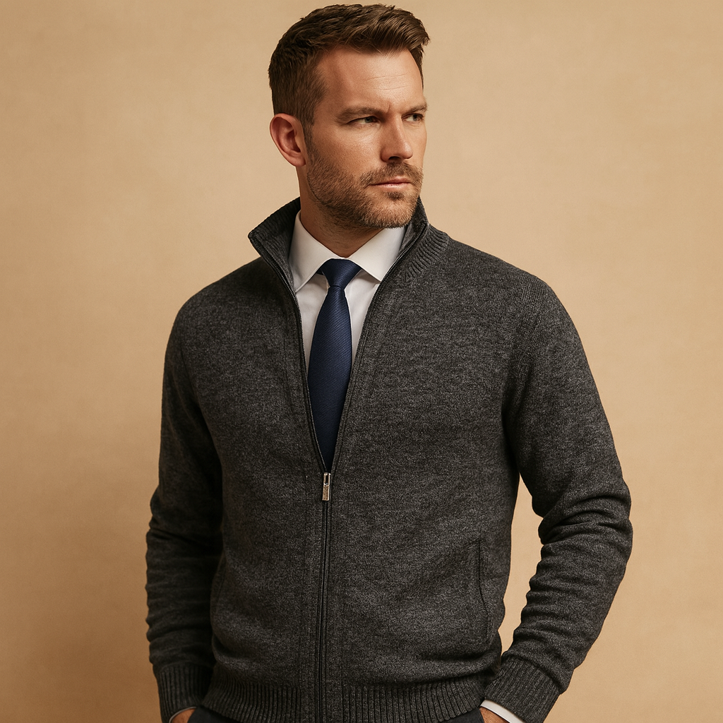 Men's Zip-Up Cardigan - Full-Zip Knit Layer