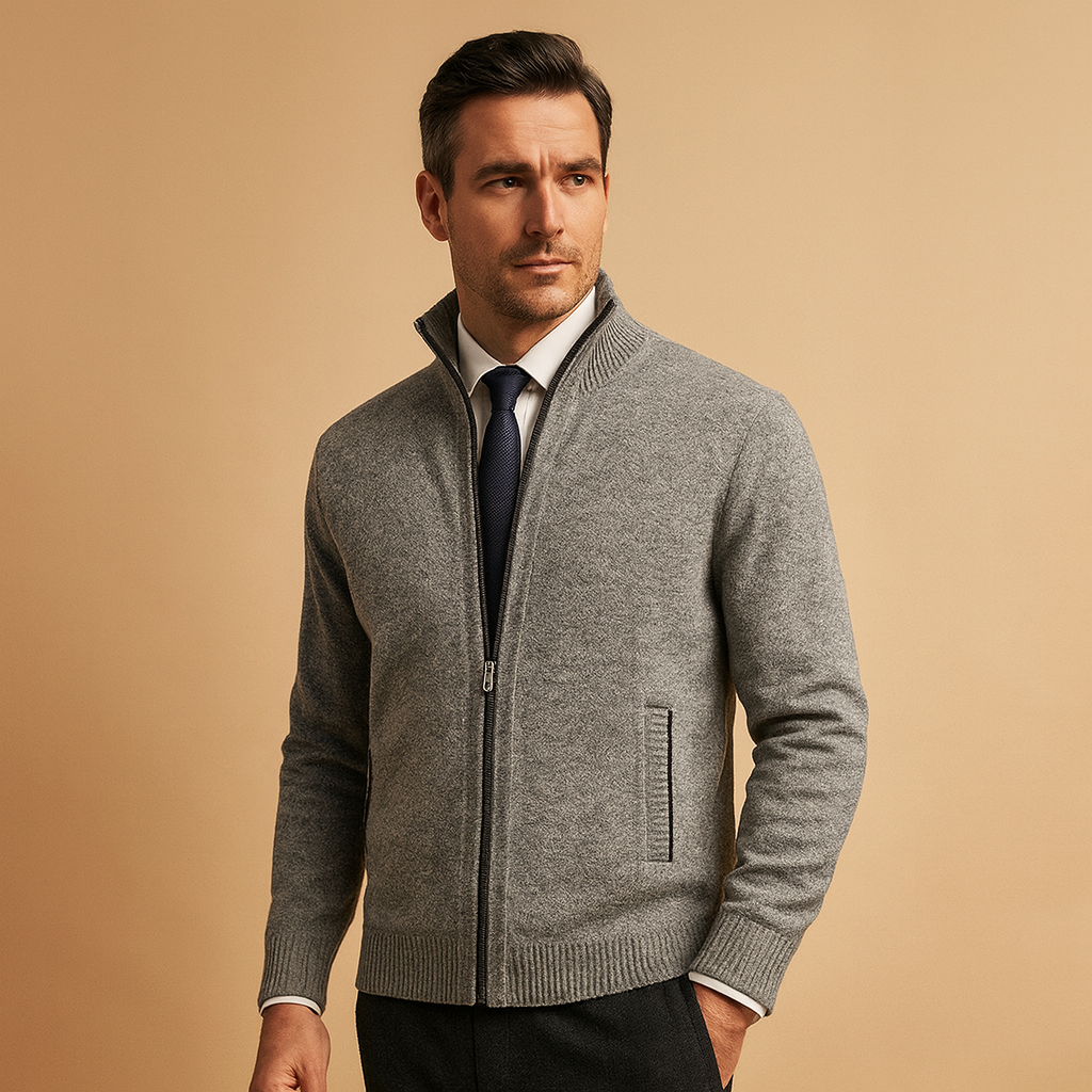 Men's Zip-Up Cardigan - Full-Zip Knit Layer