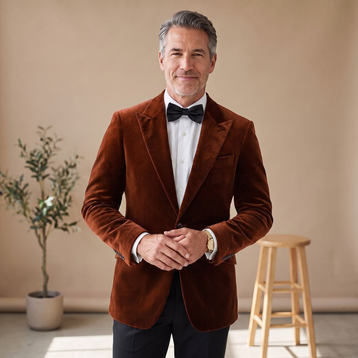 Men's Tailored-Fit Velvet Formal Blazer Jacket