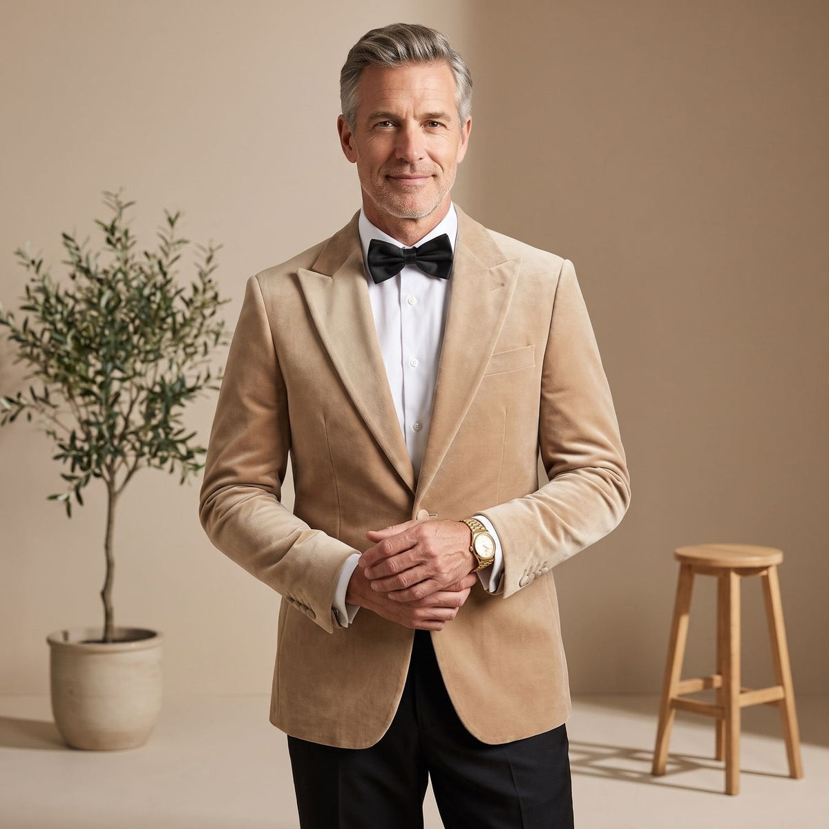 Men's Tailored-Fit Velvet Formal Blazer Jacket
