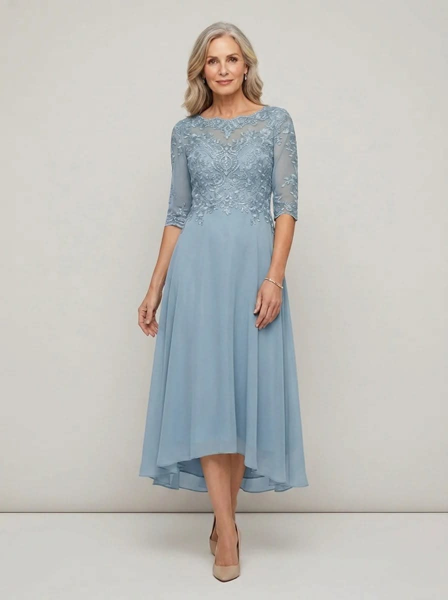 Elodie Mother of the Bride Wedding Guest Midi Dress with Sleeves_3